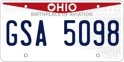 OH license plate GSA5098