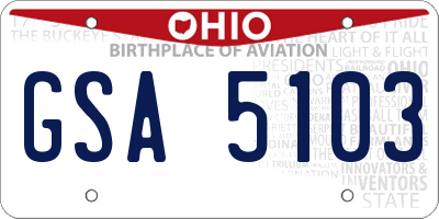 OH license plate GSA5103