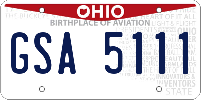 OH license plate GSA5111