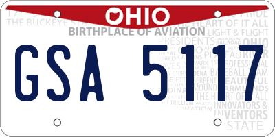 OH license plate GSA5117