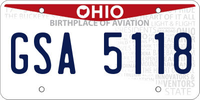 OH license plate GSA5118