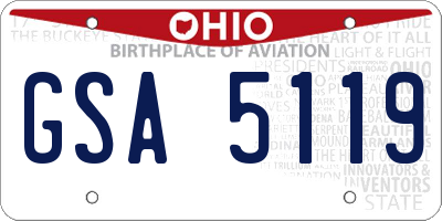 OH license plate GSA5119