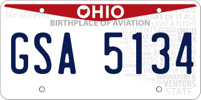 OH license plate GSA5134