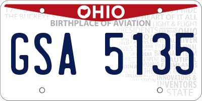 OH license plate GSA5135