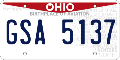 OH license plate GSA5137