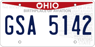 OH license plate GSA5142