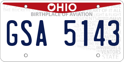 OH license plate GSA5143