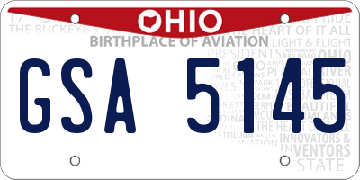 OH license plate GSA5145