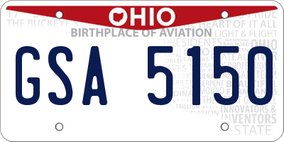 OH license plate GSA5150