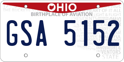 OH license plate GSA5152