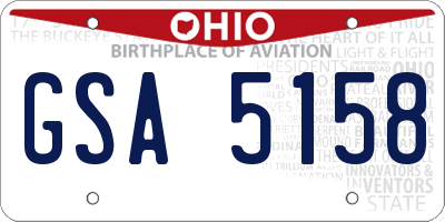 OH license plate GSA5158