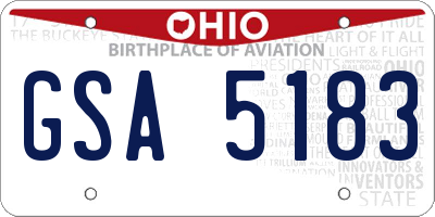 OH license plate GSA5183