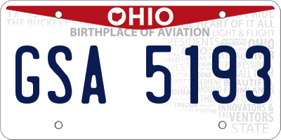 OH license plate GSA5193