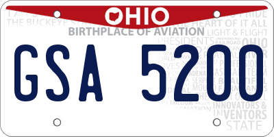 OH license plate GSA5200