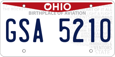 OH license plate GSA5210