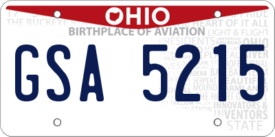 OH license plate GSA5215