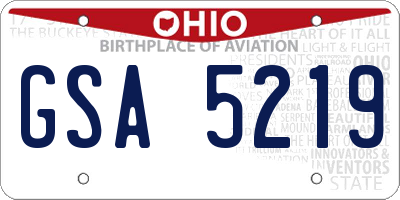 OH license plate GSA5219