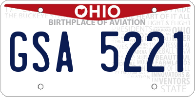 OH license plate GSA5221