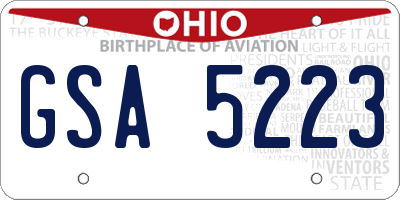 OH license plate GSA5223