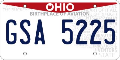 OH license plate GSA5225