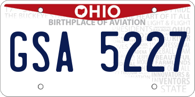 OH license plate GSA5227