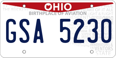 OH license plate GSA5230