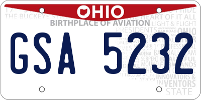 OH license plate GSA5232