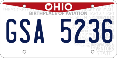 OH license plate GSA5236