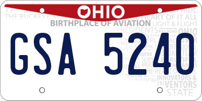 OH license plate GSA5240