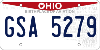 OH license plate GSA5279