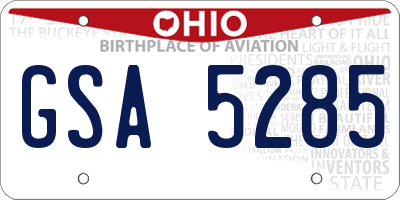 OH license plate GSA5285