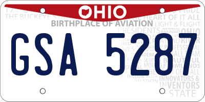 OH license plate GSA5287