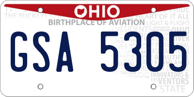 OH license plate GSA5305