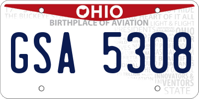 OH license plate GSA5308