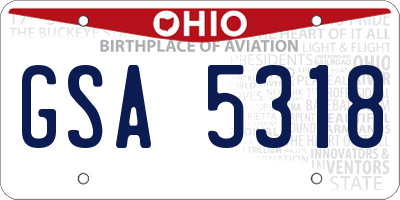 OH license plate GSA5318