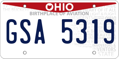 OH license plate GSA5319