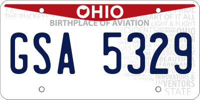 OH license plate GSA5329