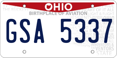 OH license plate GSA5337