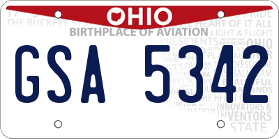 OH license plate GSA5342