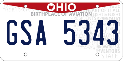 OH license plate GSA5343