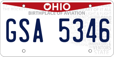 OH license plate GSA5346