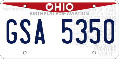 OH license plate GSA5350