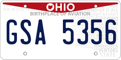 OH license plate GSA5356