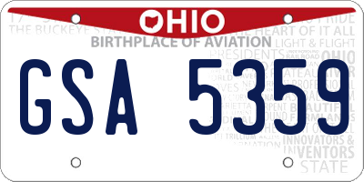 OH license plate GSA5359
