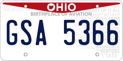 OH license plate GSA5366