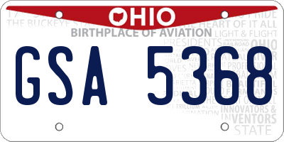 OH license plate GSA5368