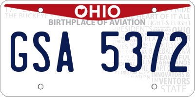 OH license plate GSA5372