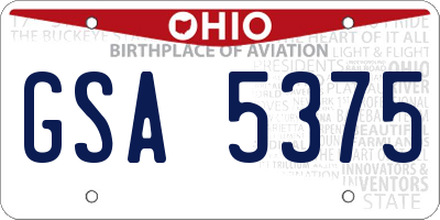 OH license plate GSA5375
