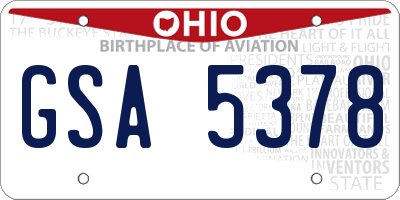 OH license plate GSA5378