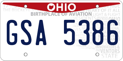OH license plate GSA5386